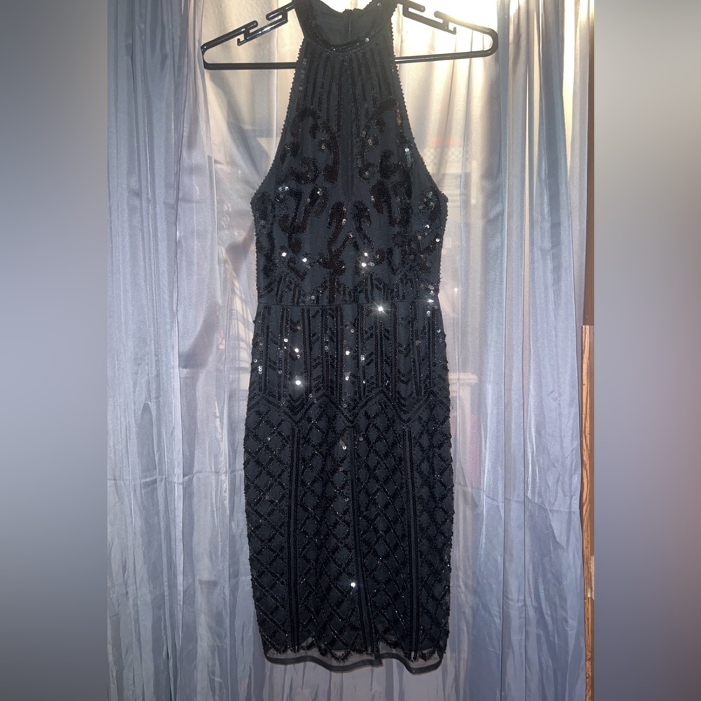 Black Beaded Cocktail/ Formal Dress